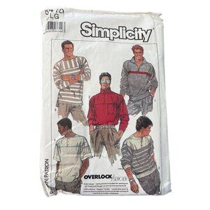 80s Simplicity 8410 Sewing Pattern Size Large Mens Or Teen Boys Pullover Top CUT